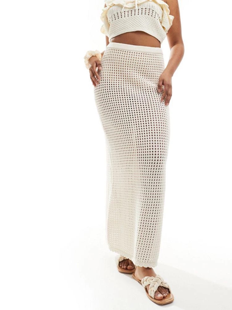 Cream Crochet Maxi Skirt - Women